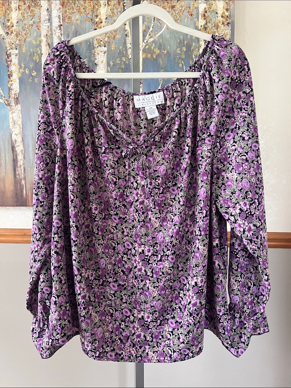 Maggy London Lavender Floral Peasant Blouse